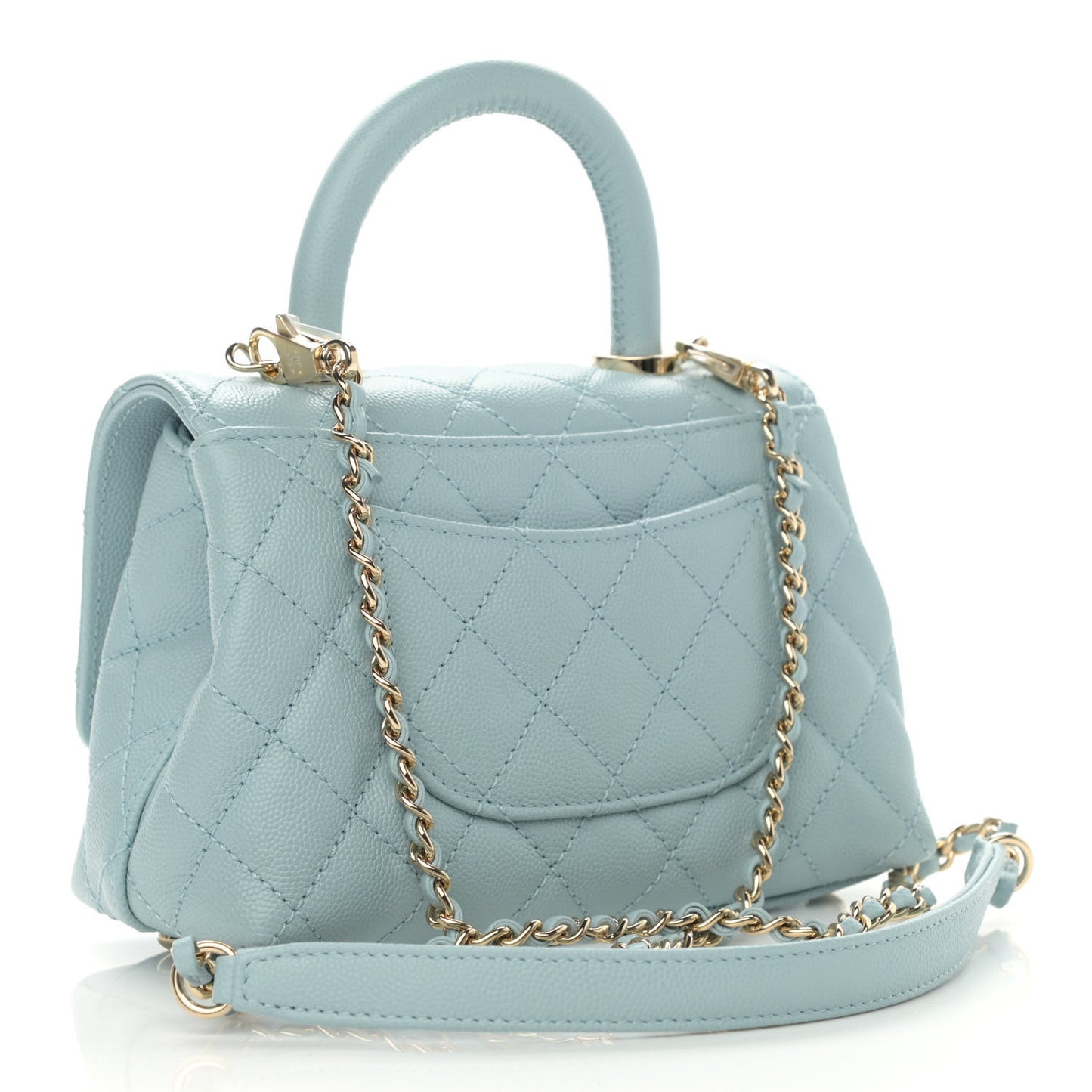 Caviar Quilted Extra Mini Coco Handle Flap Light Blue