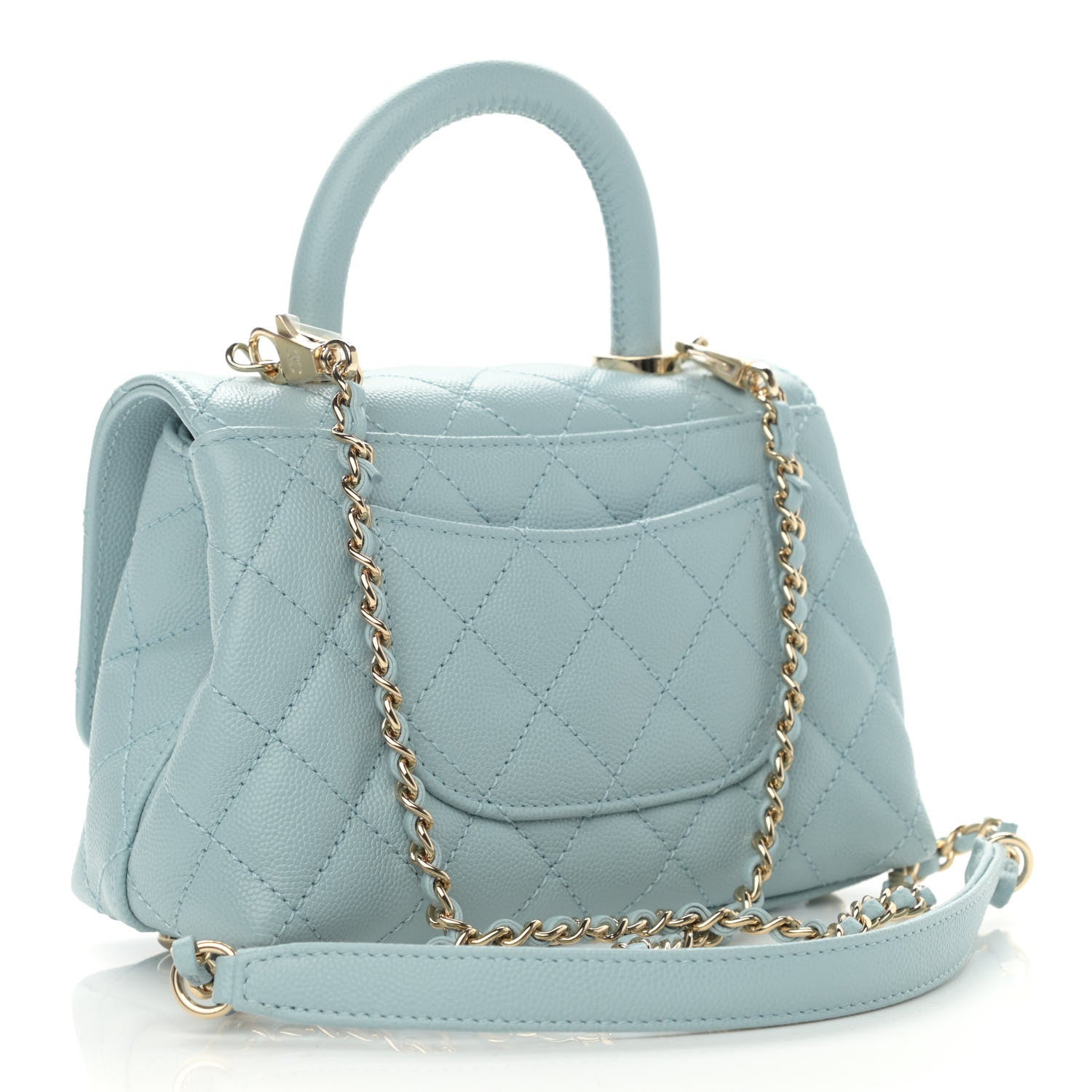Chanel Caviar Quilted Extra Mini Coco Handle Flap Light Blue 3 of 11