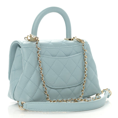 Chanel Caviar Quilted Extra Mini Coco Handle Flap Light Blue 3 of 11