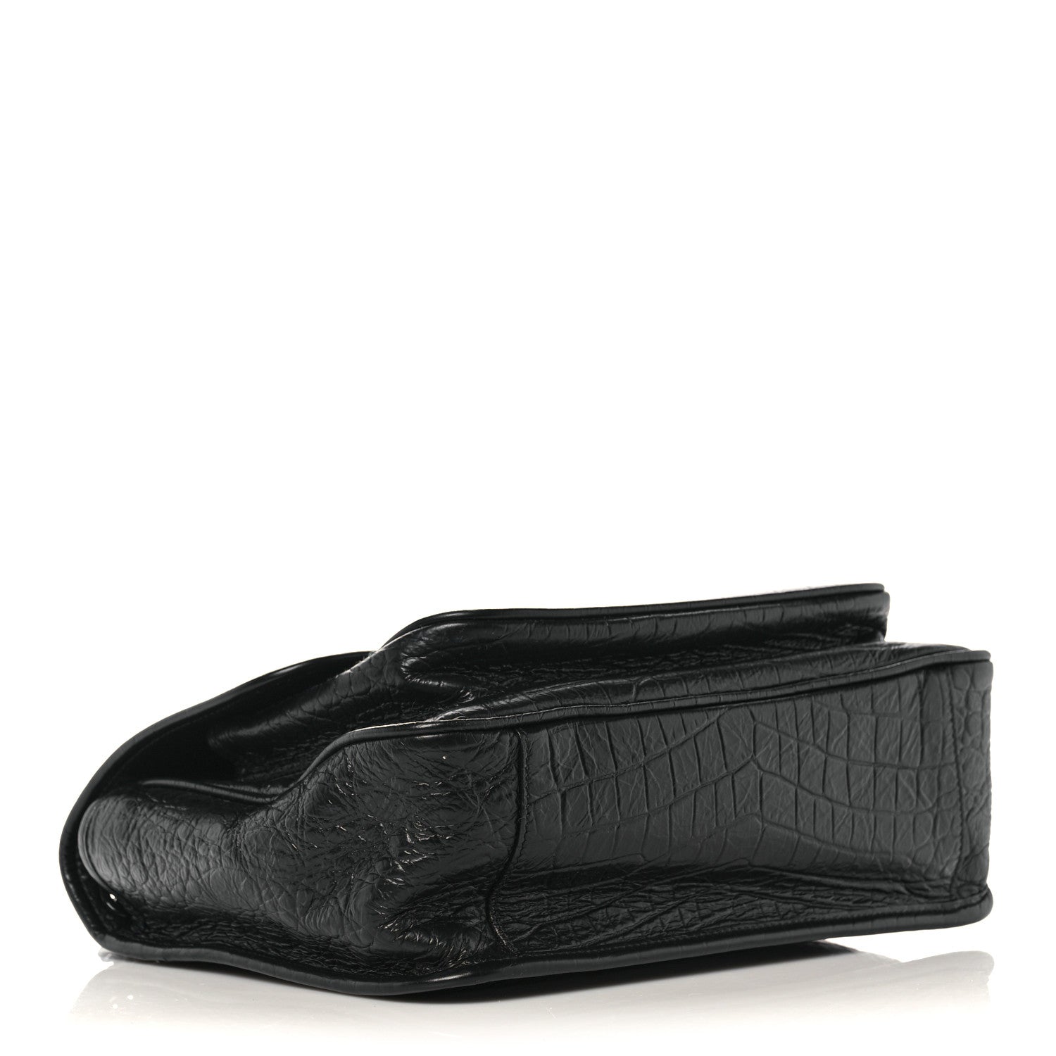 Saint Laurent Crocodile Embossed Lambskin Monogram Medium Niki Chain Satchel Black 4 of 11