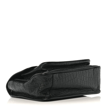 Saint Laurent Crocodile Embossed Lambskin Monogram Medium Niki Chain Satchel Black 4 of 11