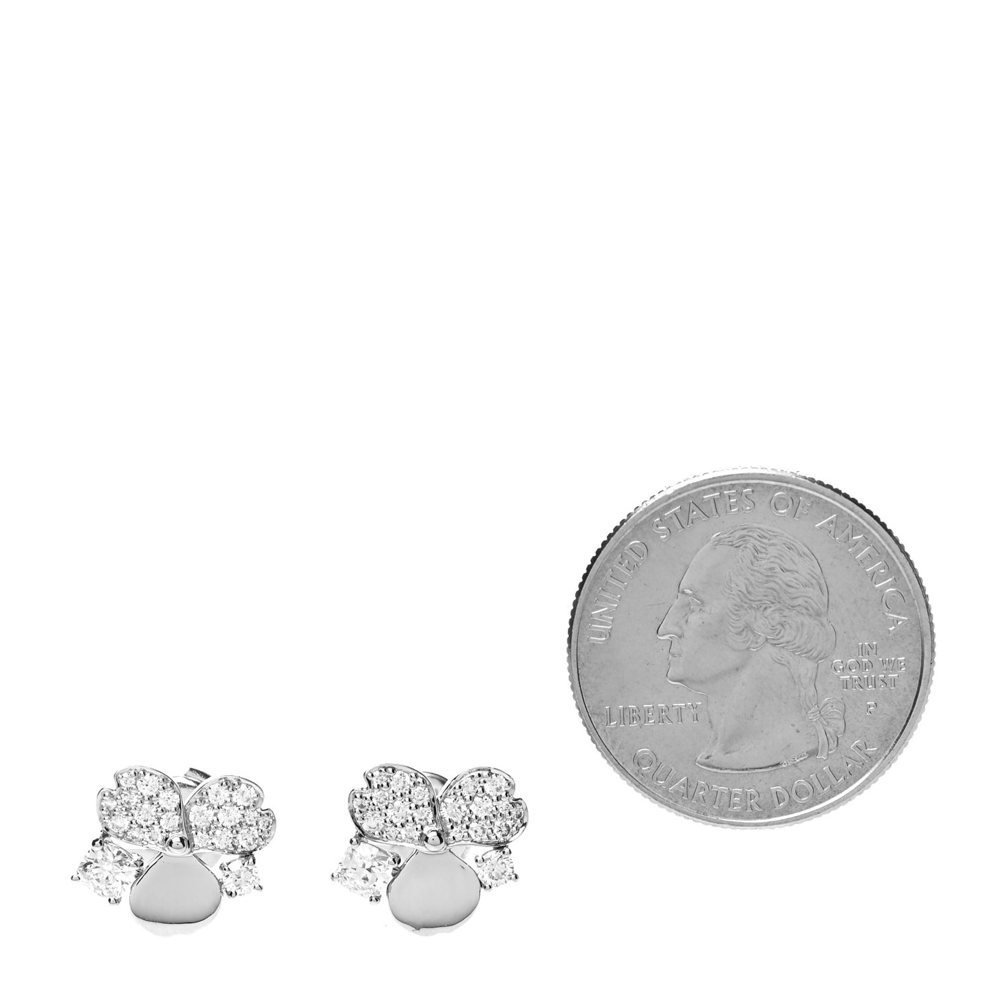 Platinum Diamond Paper Flowers Cluster Earrings