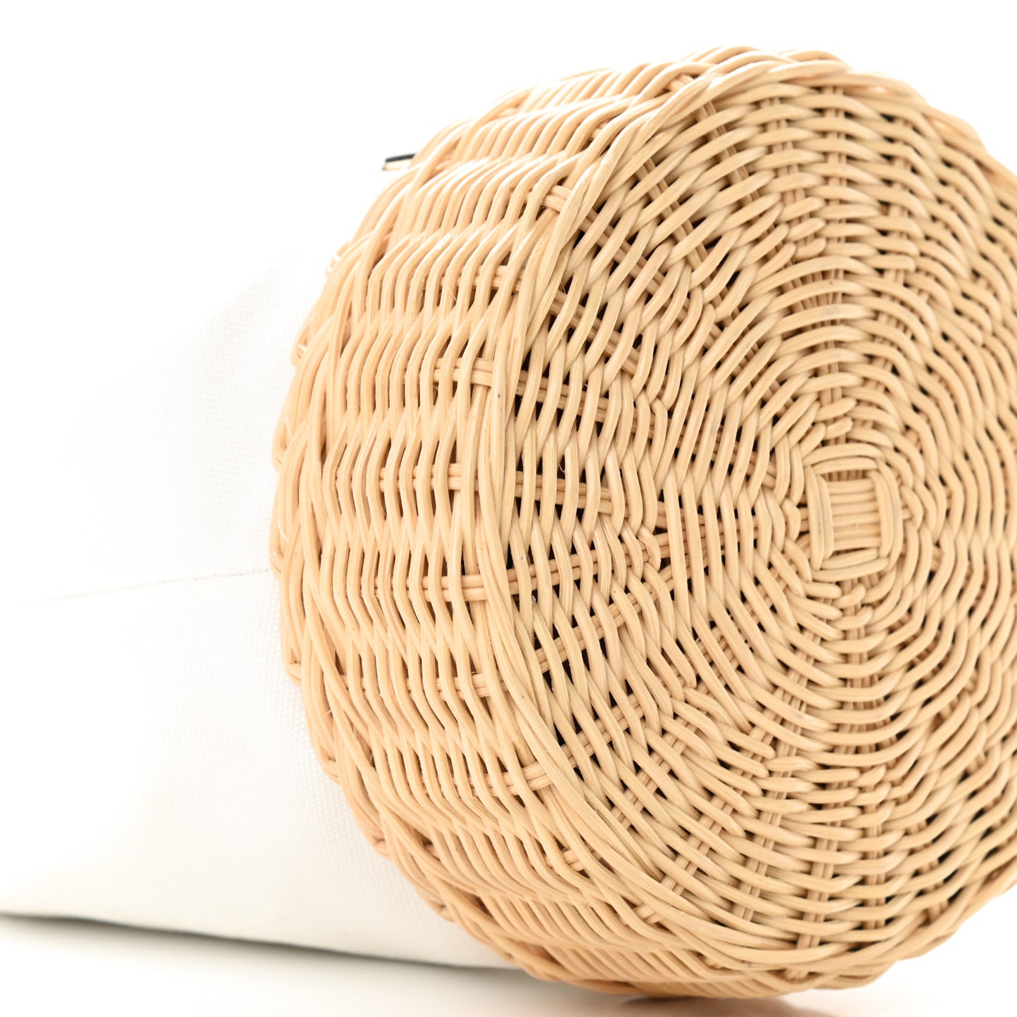 Wicker Canvas Bucket Bag Naturale