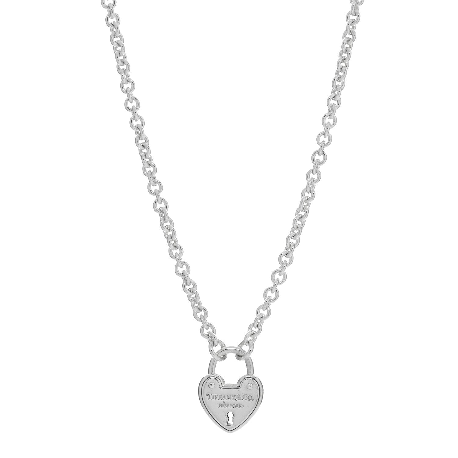 Tiffany Sterling Silver Return To Tiffany Love Heart Lock Pendant Necklace 1 of 4