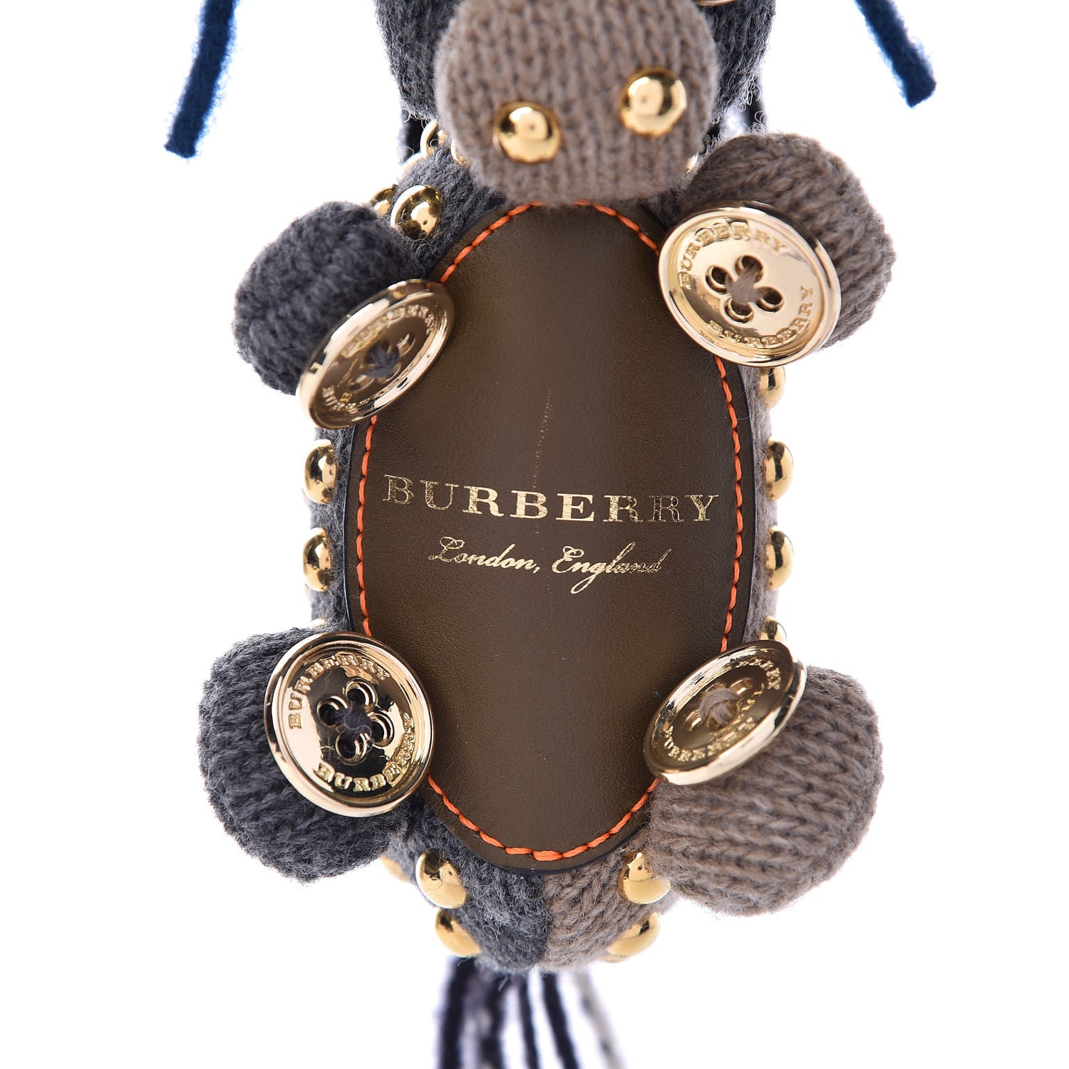 Burberry Calfskin Wool Cashmere Studded Mabel The Donkey Bag Charm Grey Multicolor 3 of 5