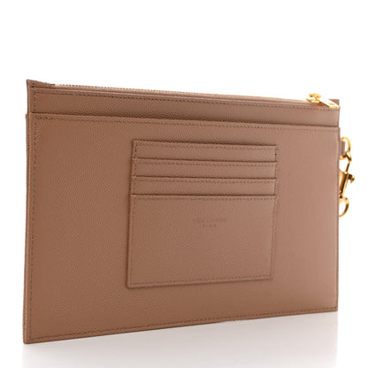 Saint Laurent Grain De Poudre Chevron Monogram Large Bill Pouch Vintage Peach 3 of 9