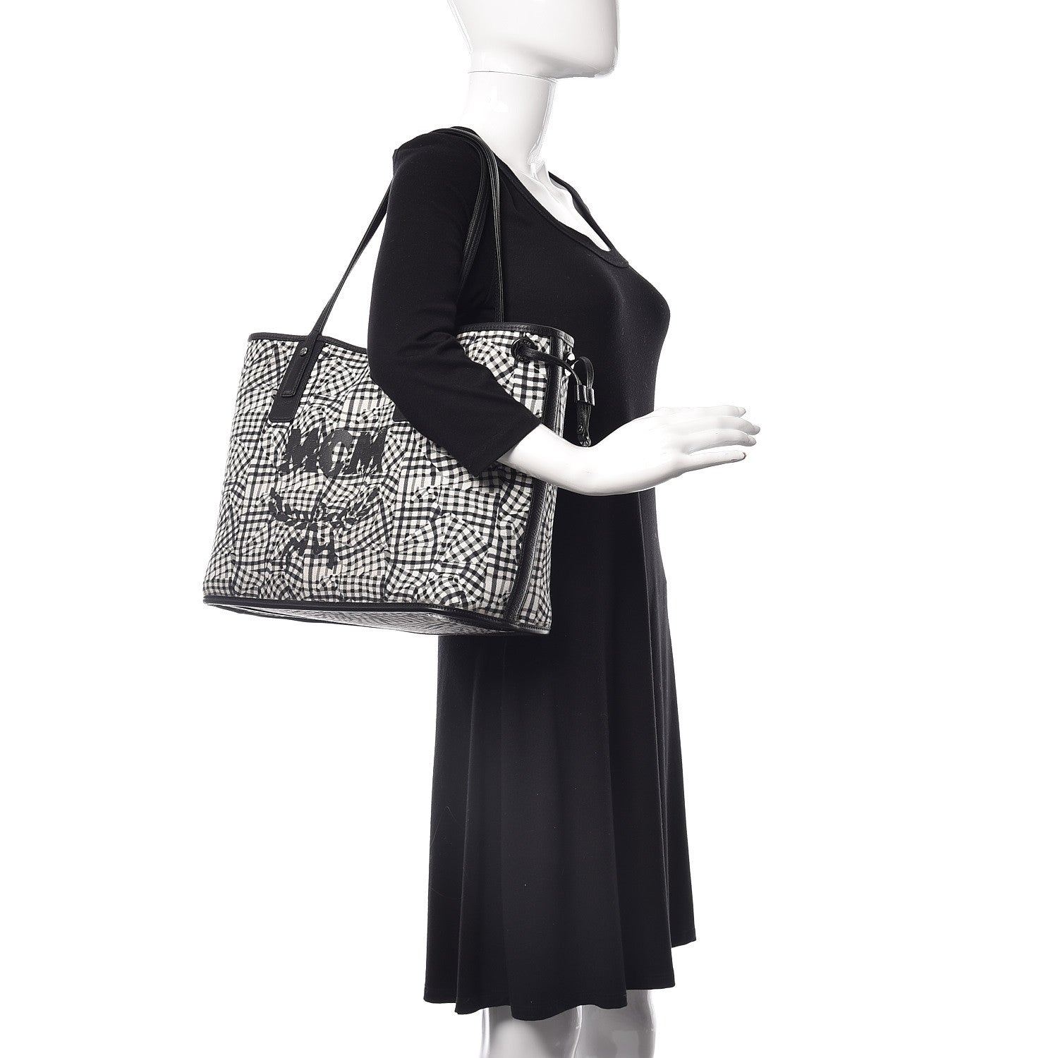 MCM Visetos Medium Liz Reversible Shopper Tote Black 3 of 22