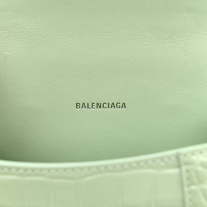 Balenciaga Shiny Calfskin Crocodile Embossed Hourglass Top Handle Bag XS Light Green 6 of 12