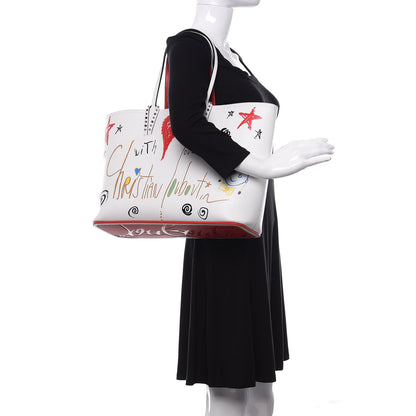 Christian Louboutin Calfskin Spikes Loubitag East West Cabata Tote White 2 of 14