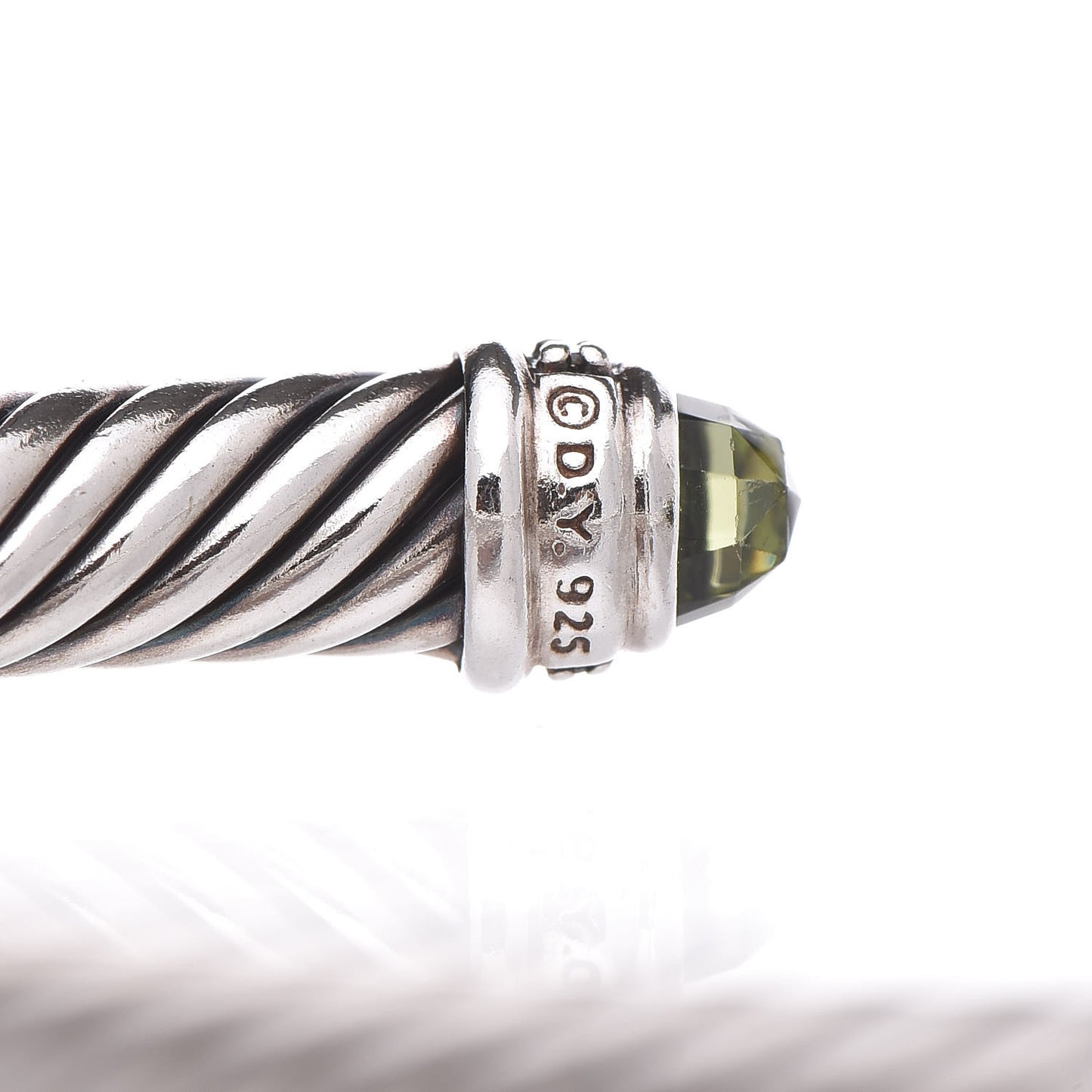 Sterling Silver Diamond Peridot 5mm Cable Classics Bracelet