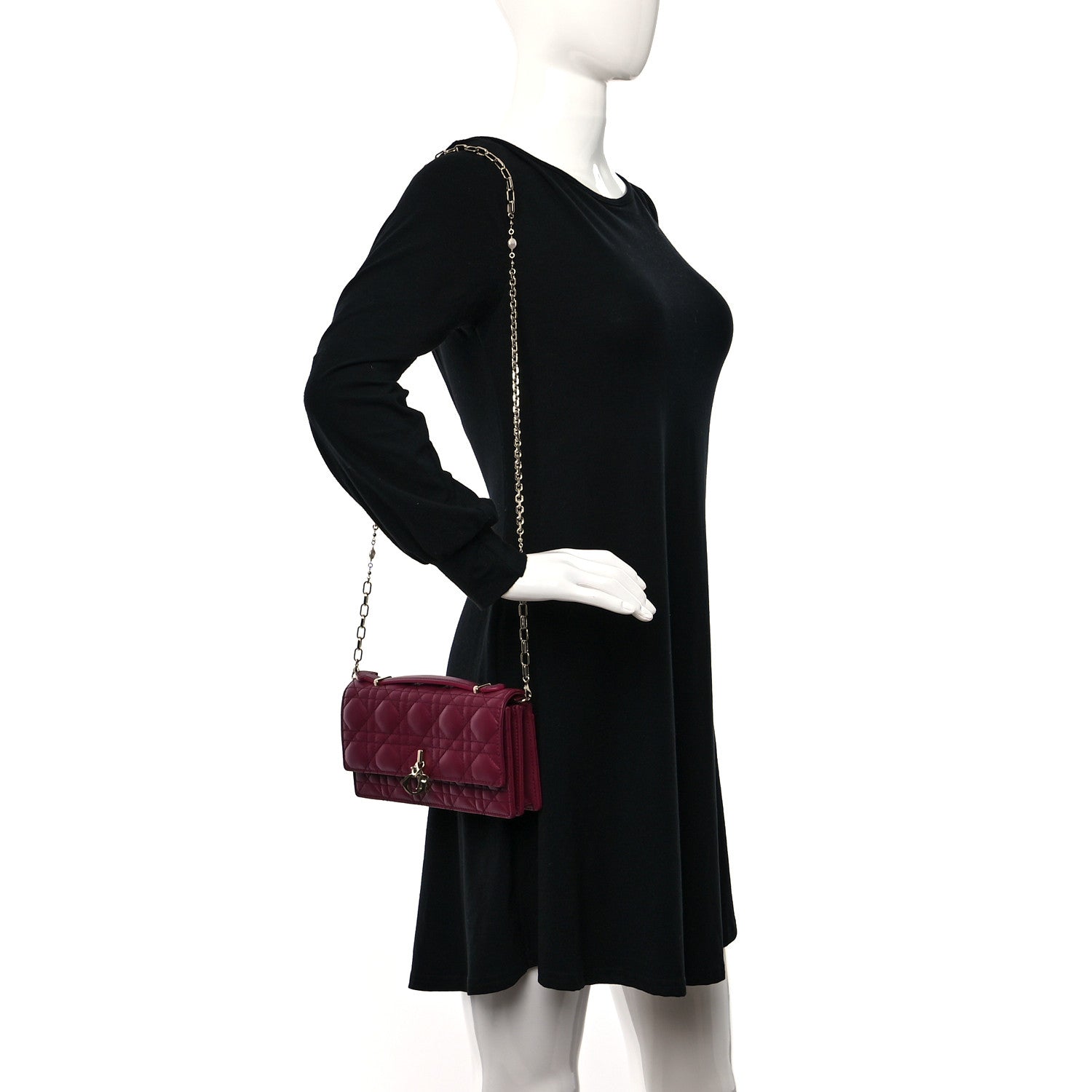 Christian Dior Lambskin Cannage Mini My Dior Bag Burgundy 2 of 9