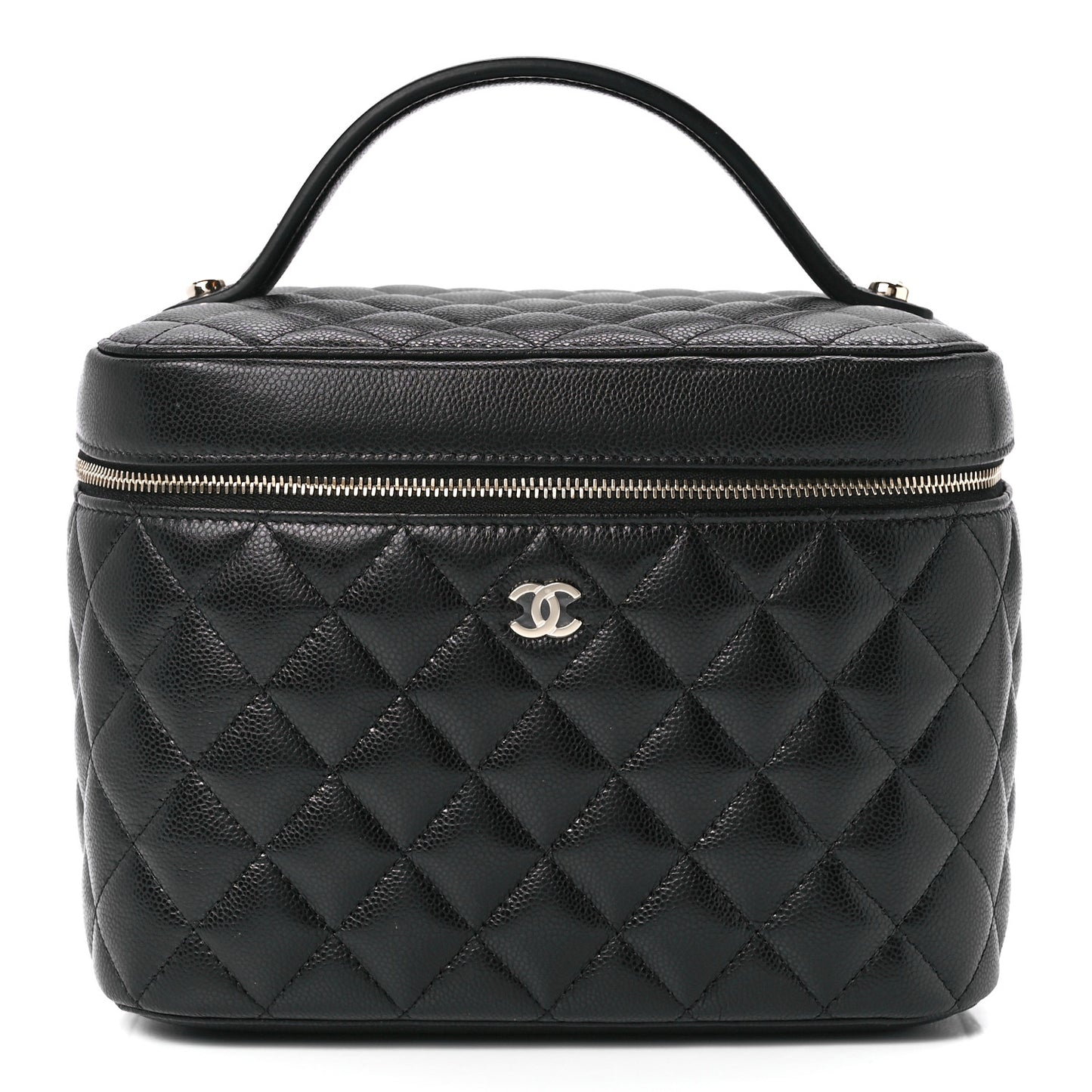Caviar Quilted Large Vanity Pouch Black
