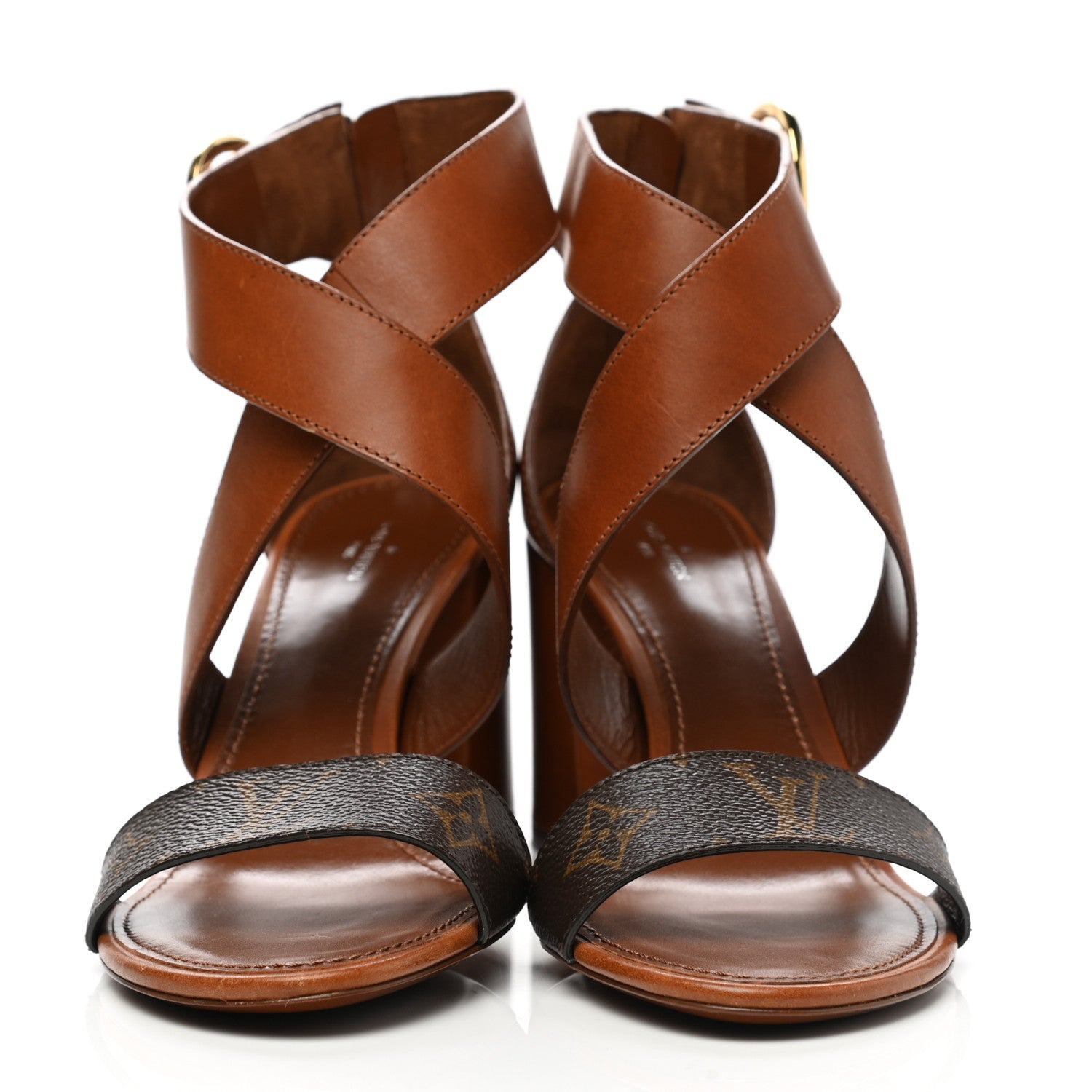 Louis Vuitton Calfskin Monogram Horizon Sandals 40 Cognac Brown 2 of 11