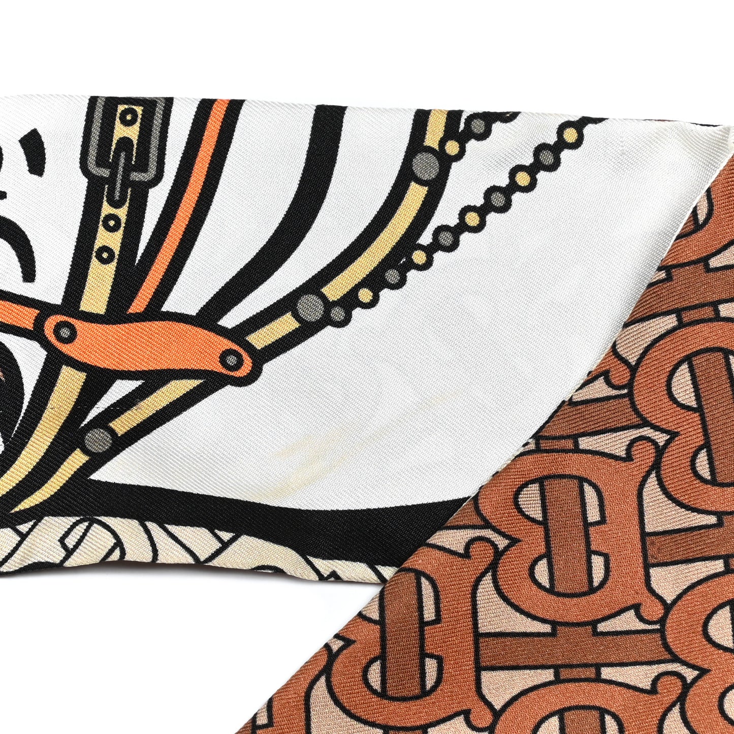 Silk Monogram Unicorn Print Skinny Scarf Brown Multicolor