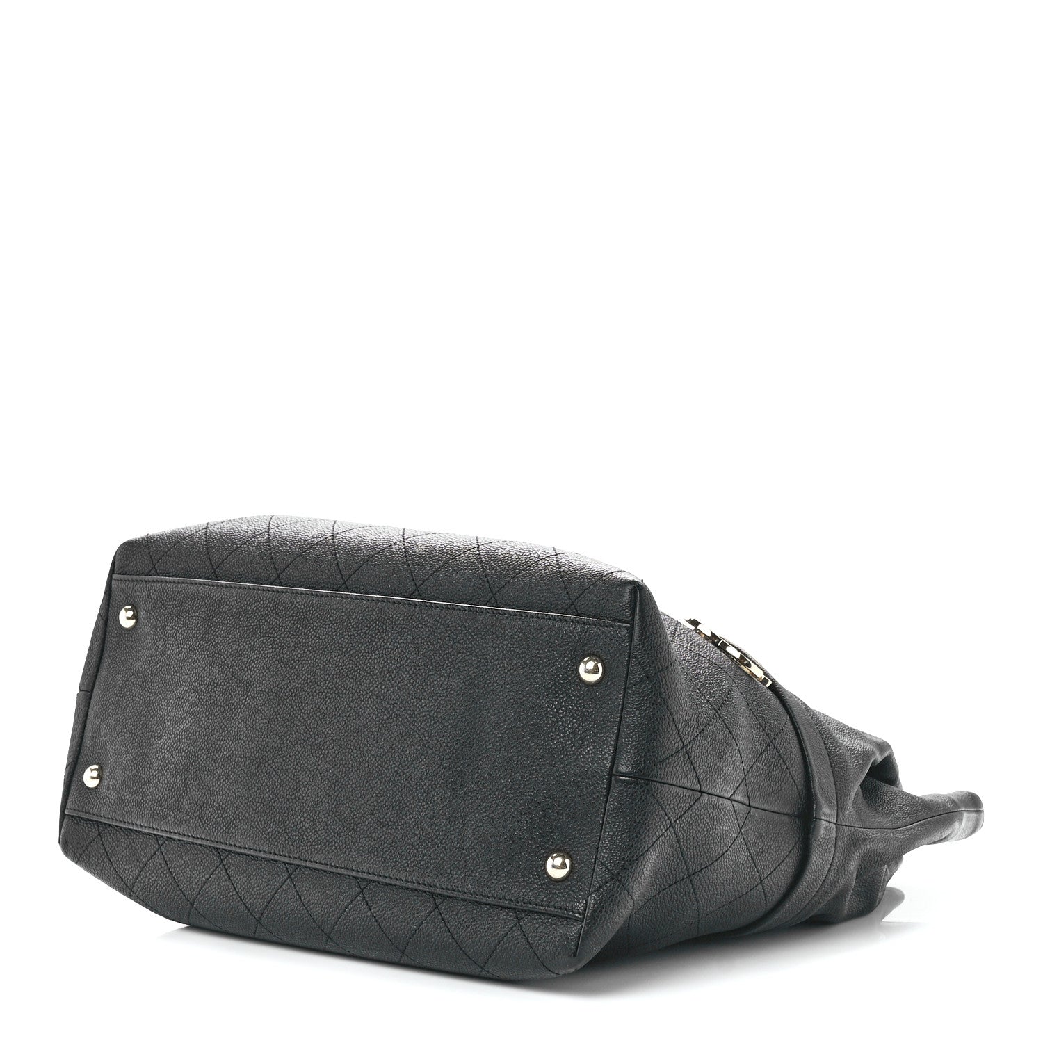Chanel Crumpled Grained Calfskin Zip and Carry Shopping Tote Black 9 of 11