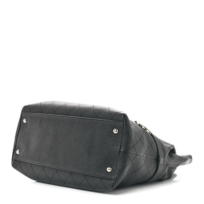 Chanel Crumpled Grained Calfskin Zip and Carry Shopping Tote Black 9 of 11