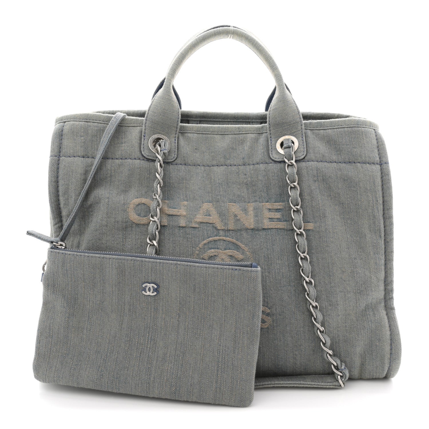 Chanel Denim Medium Deauville Tote Light Blue 3 of 12