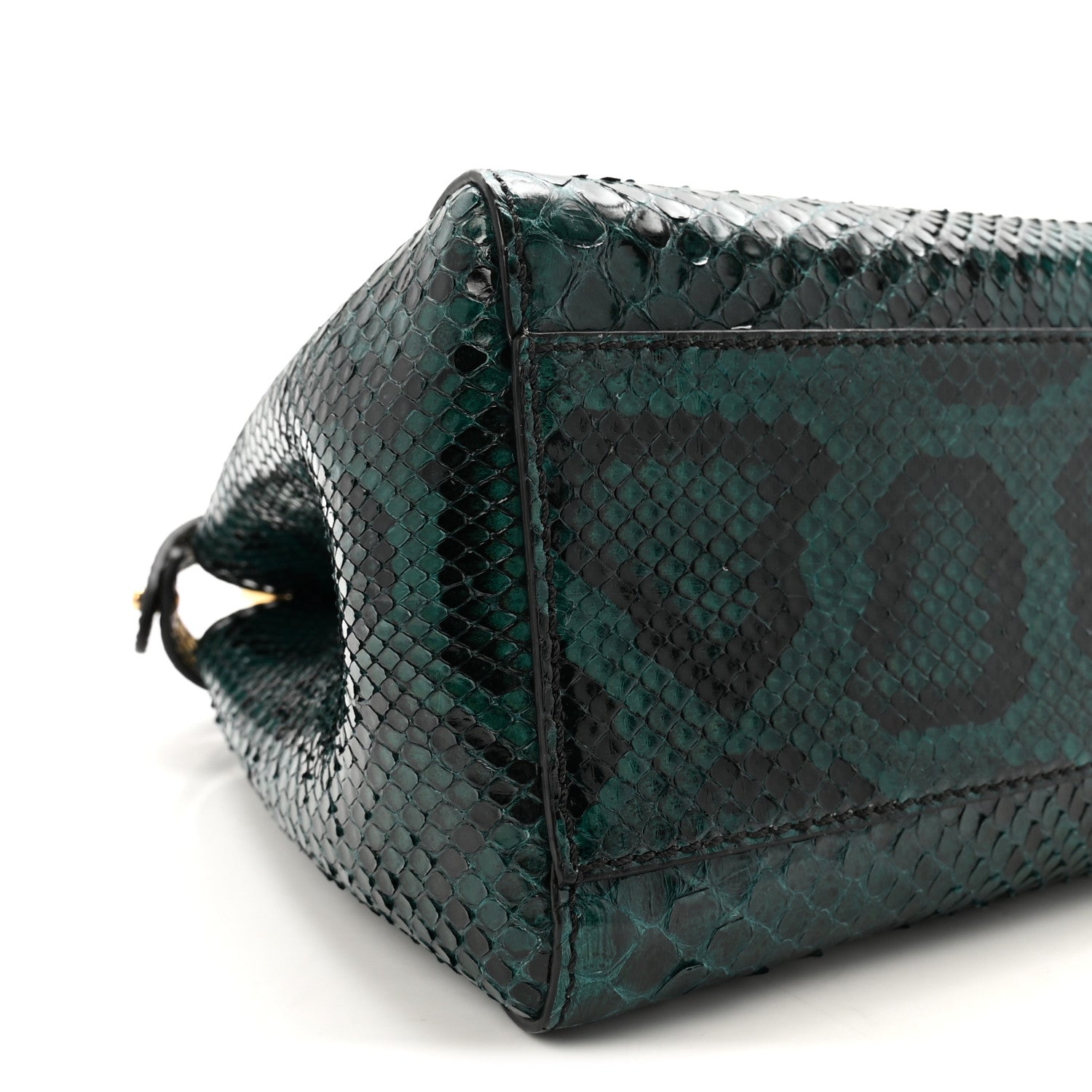 Fendi Snakeskin Shiny Nappa Mini Peekaboo Iconic Satchel Green 8 of 9