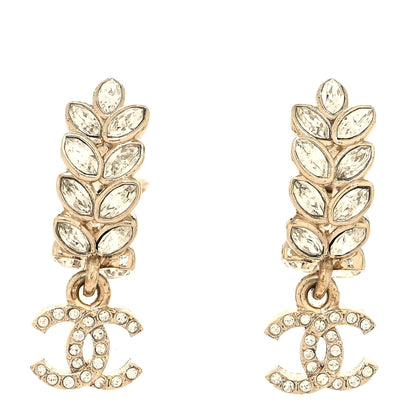 Chanel Crystal CC Hoop Earrings Gold 1 of 4