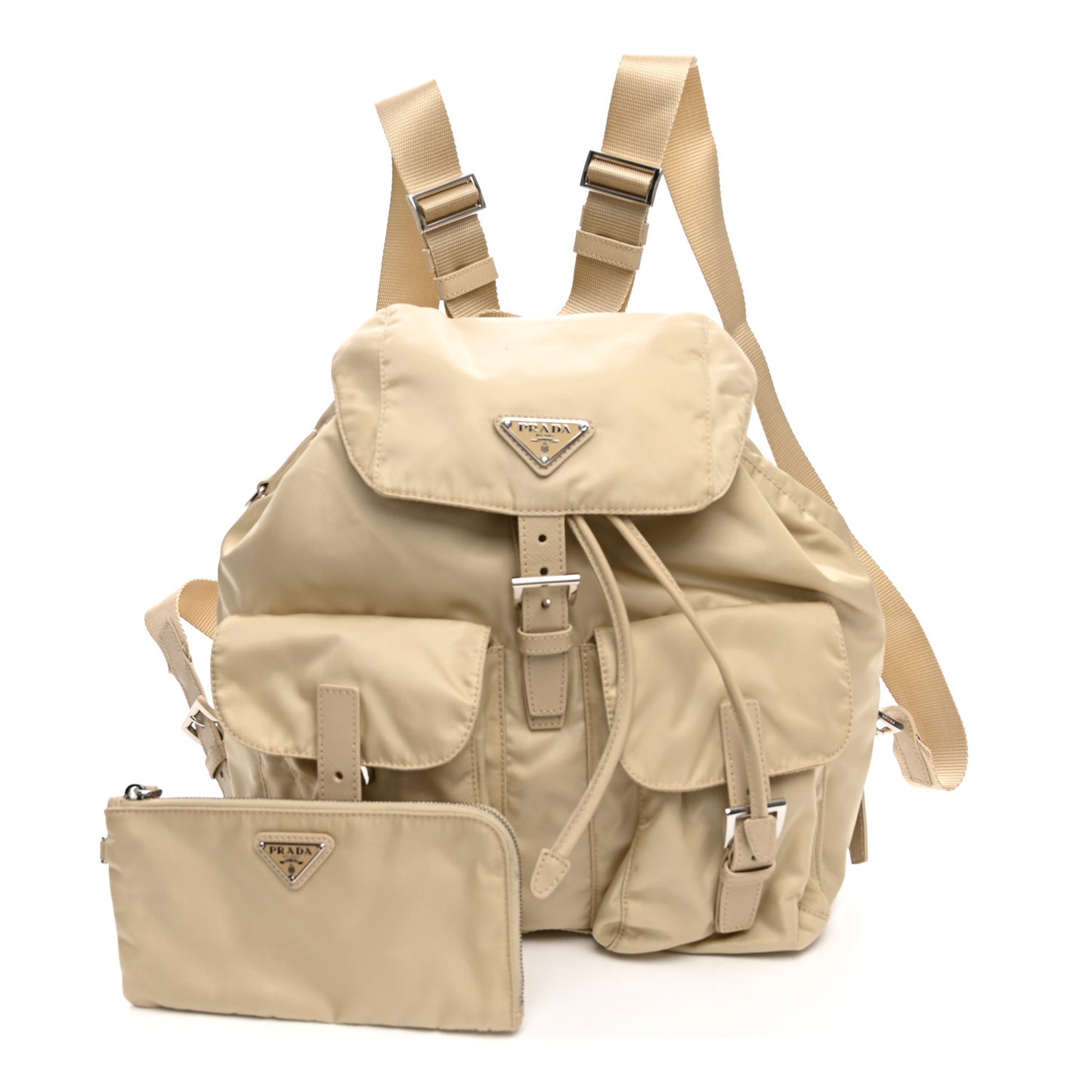 Nylon Saffiano Medium Backpack Deserto