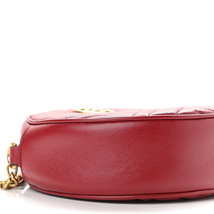 Gucci Glazed Calfskin Matelasse Heart Mini GG Marmont Round Shoulder Bag Romantic Cerise 8 of 11