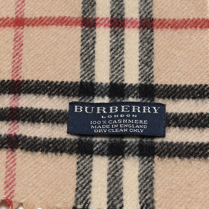 Burberry Cashmere Vintage Check Fringe Scarf Camel 4 of 4