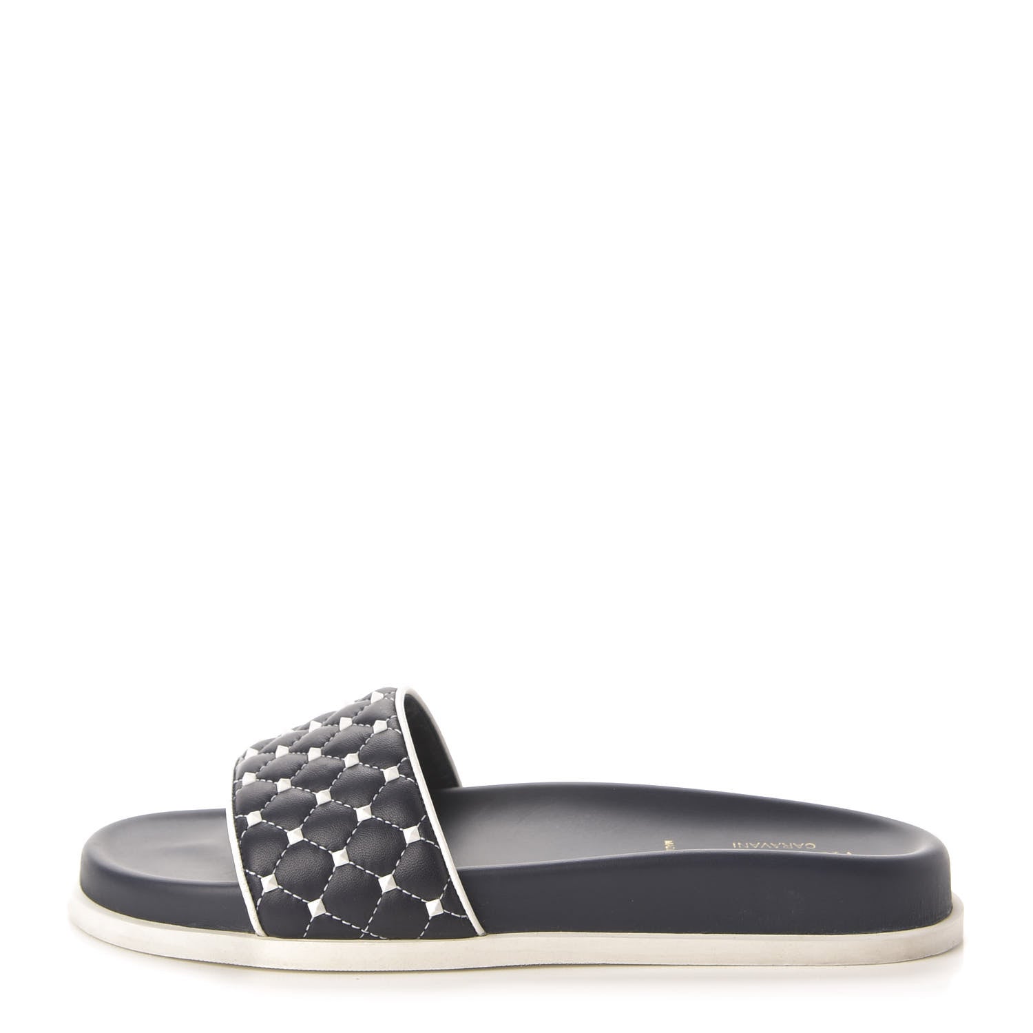 Valentino Garavani Nappa Free Rockstud Spike Pool Slide Sandals 38 Marine 1 of 8
