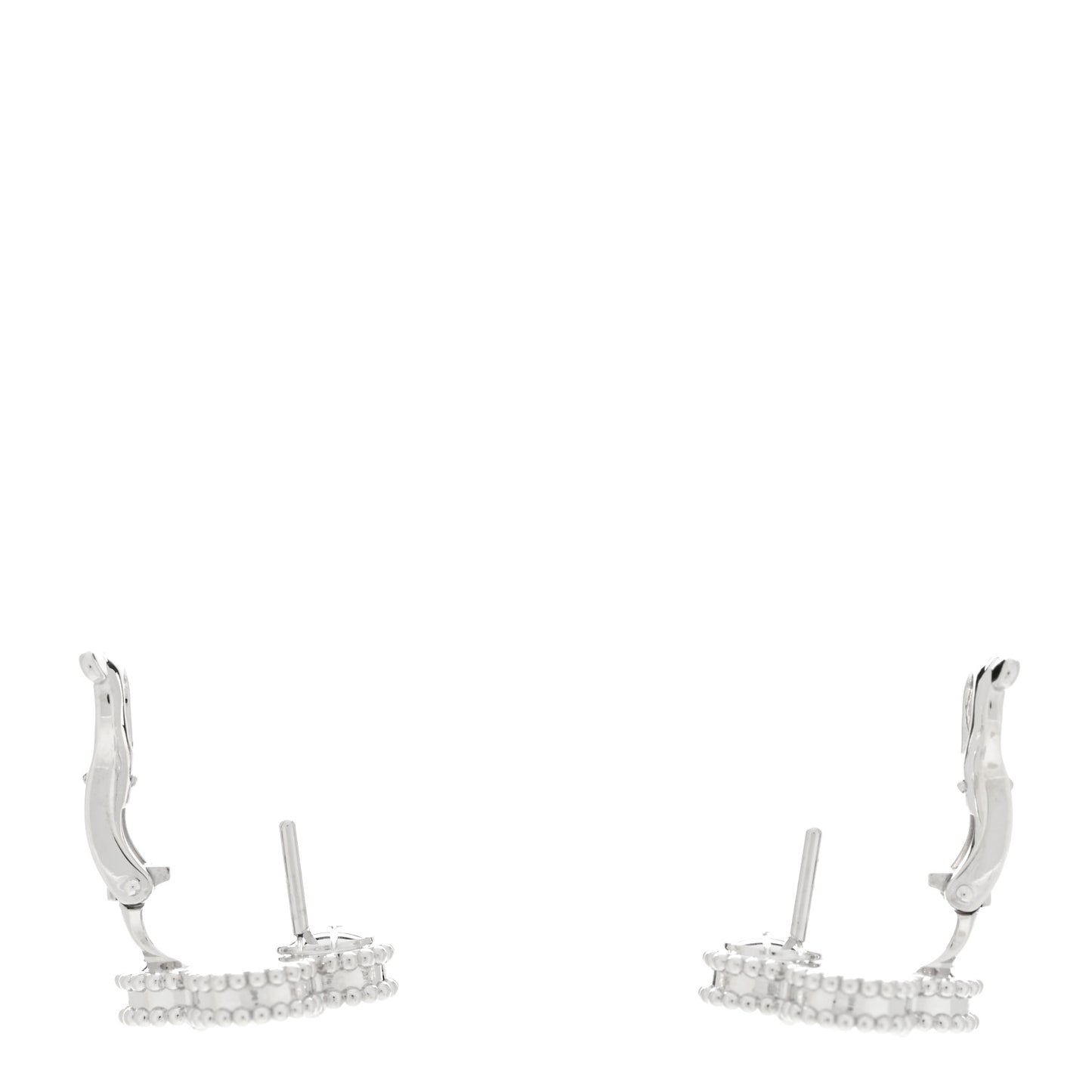 18K White Gold Guilloche Vintage Alhambra Earrings