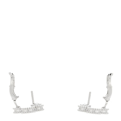 Van Cleef & Arpels 18K White Gold Guilloche Vintage Alhambra Earrings 3 of 5