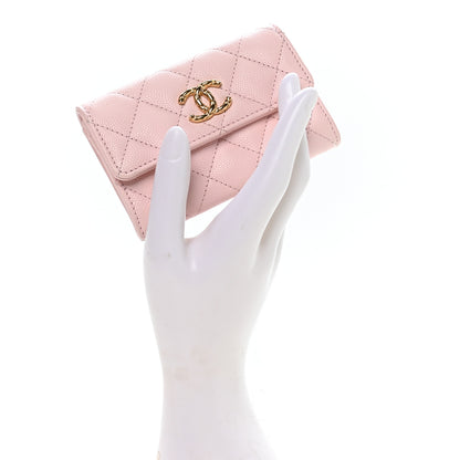 Chanel Caviar Quilted Flap Card Holder Wallet Light Pink 2 of 9