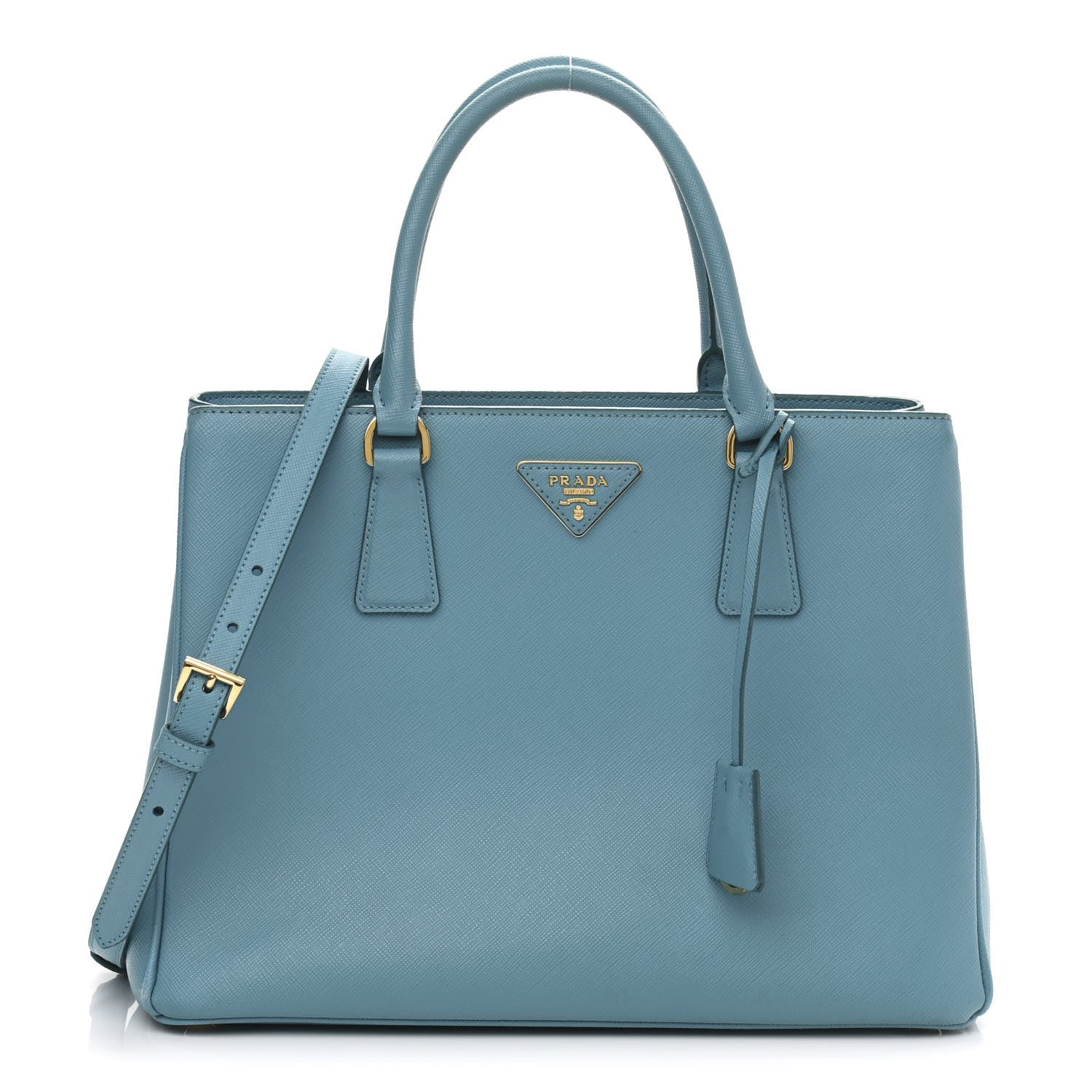 Prada Saffiano Lux Small Double Zip Tote Turchese 1 of 12