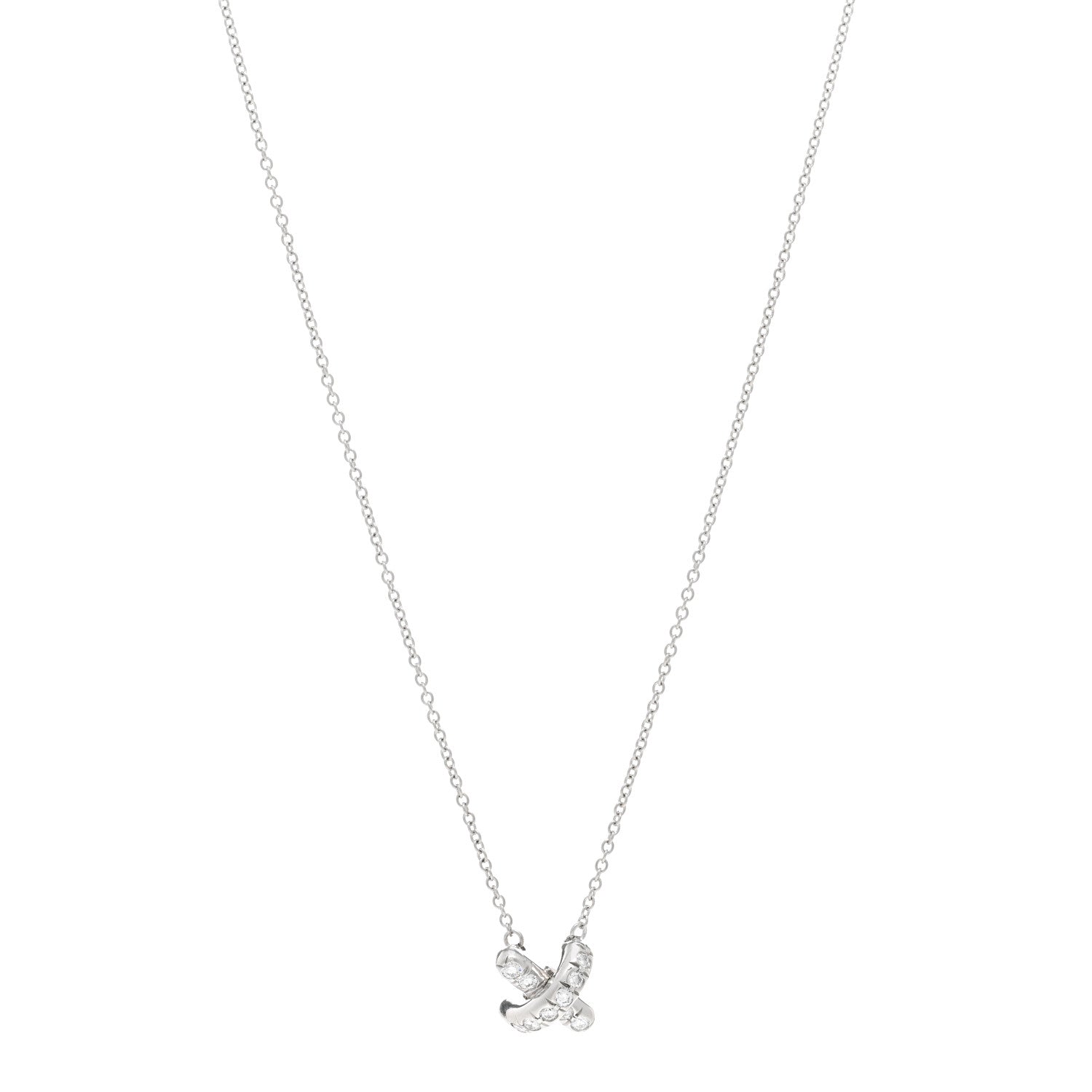 Tiffany Platinum Diamond Cross Stitch Pendant Necklace 1 of 4
