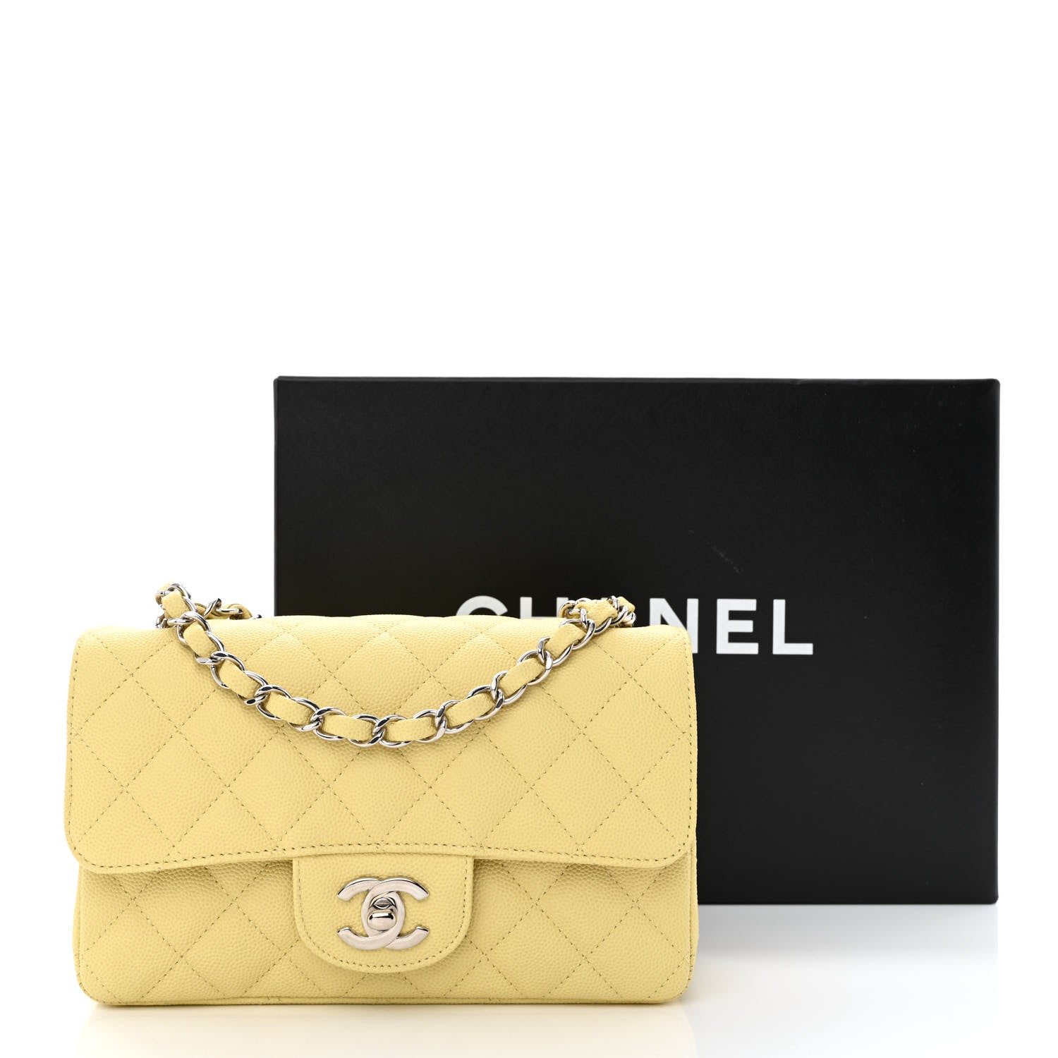 Chanel Caviar Quilted Mini Rectangular Flap Light Yellow 11 of 11