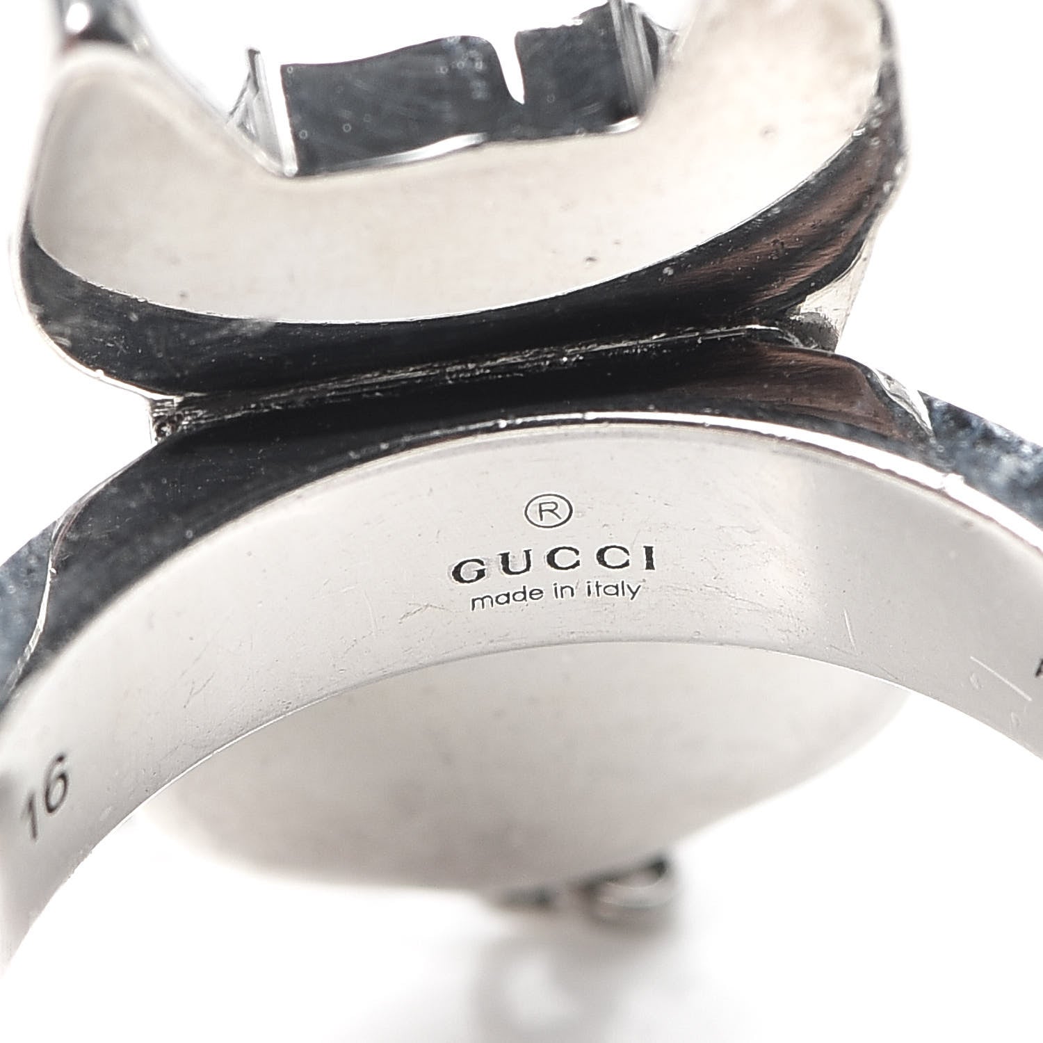 Gucci Sterling Silver Black Spinel Orso Double Ring 56 7.5 6 of 6