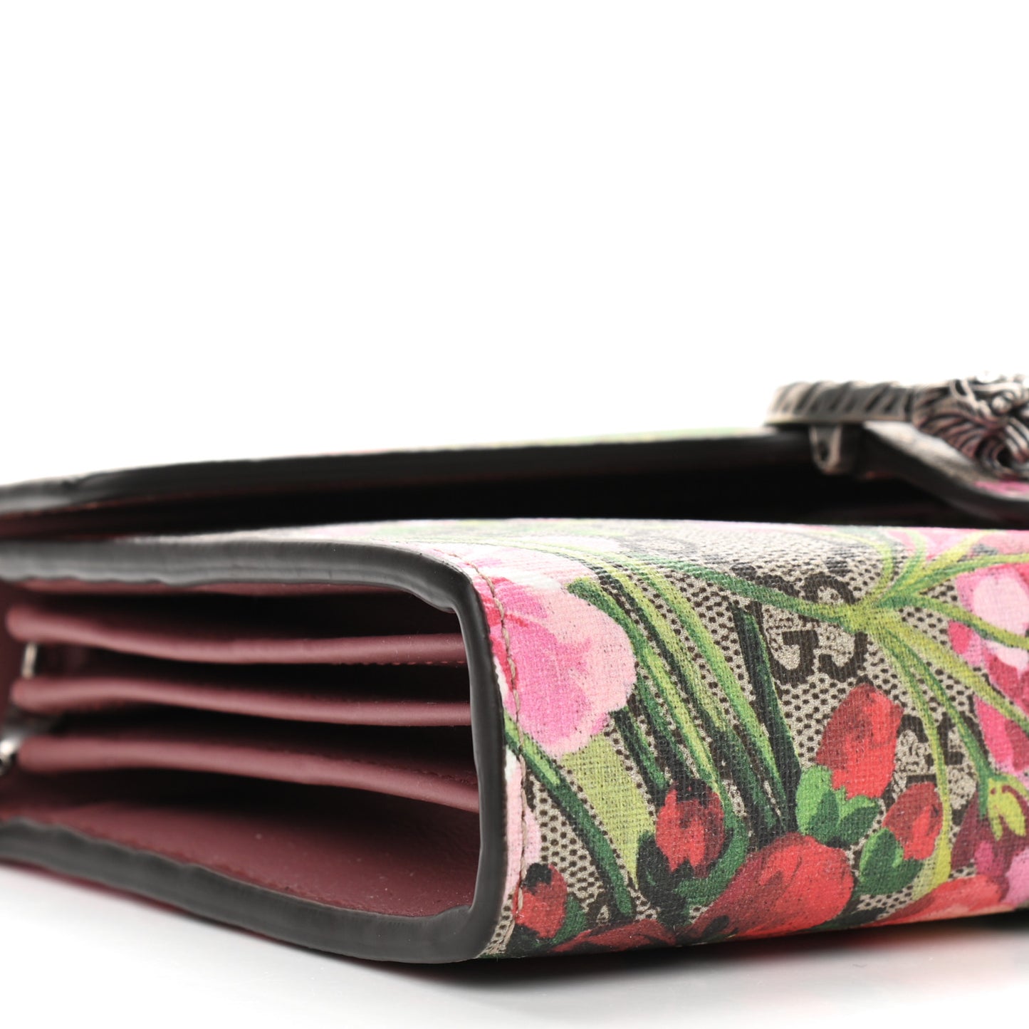GG Supreme Monogram Blooms Mini Dionysus Chain Wallet Beige Multicolor Dry Rose