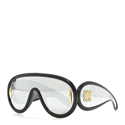 Loewe Acetate Mirrored Anagram Wave Mask Sunglasses LW40108I Black 1 of 6