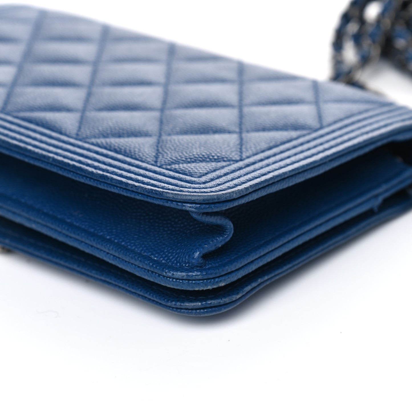 Caviar Quilted Boy Wallet On Chain WOC Blue