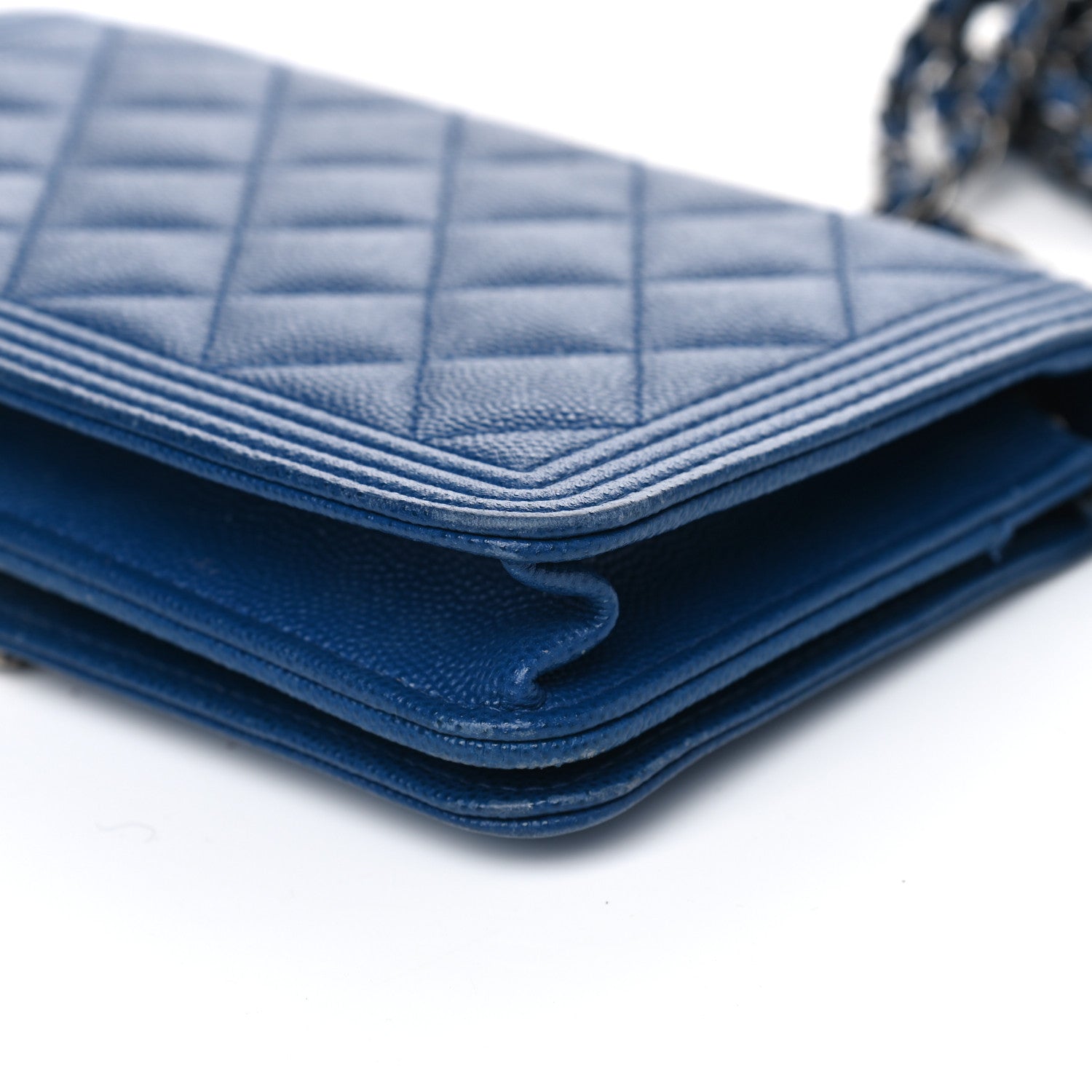 Chanel Caviar Quilted Boy Wallet On Chain WOC Blue 11 of 13