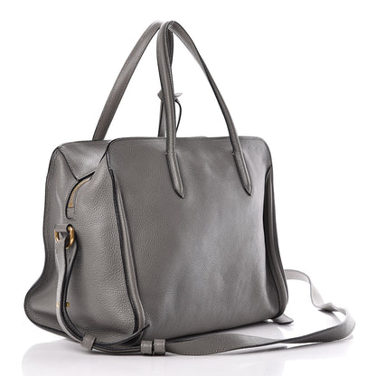 Alexander McQueen Pebbled Calfskin Small Skull Padlock Zip Around Tote Grey 3 of 12