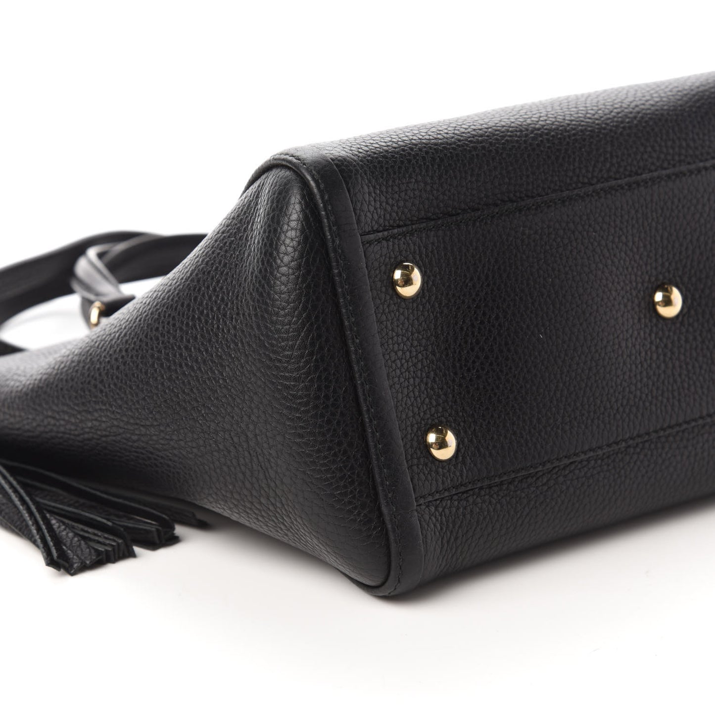 Pebbled Calfskin Small Soho Top Handle Bag Black