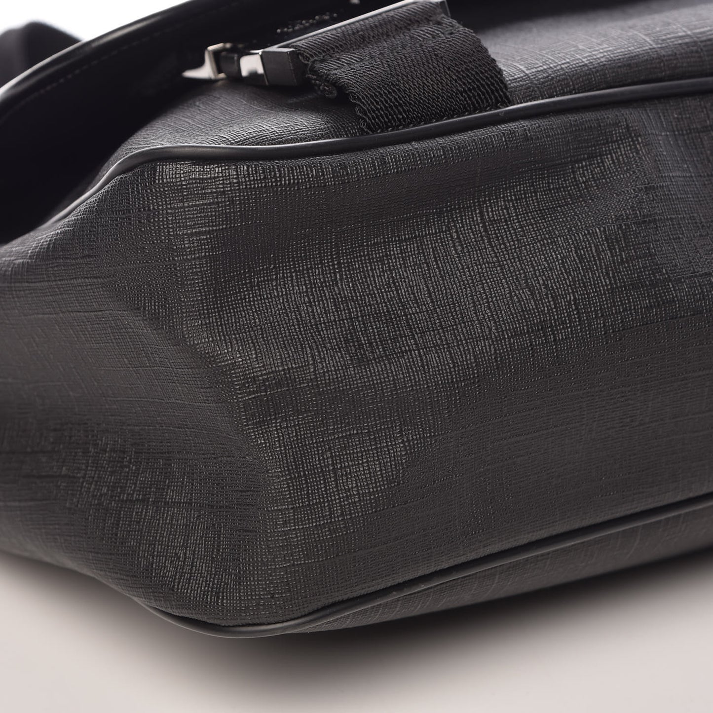 Coated Canvas Interlocking G Double Buckle Flap Messenger Bag Black