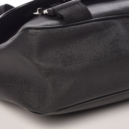 Gucci Coated Canvas Interlocking G Double Buckle Flap Messenger Bag Black 8 of 10