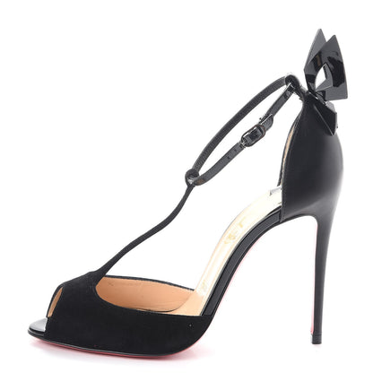 Christian Louboutin Suede Patent Shiny Nappa Aribak 100 Pumps 35.5 Version Black 1 of 9