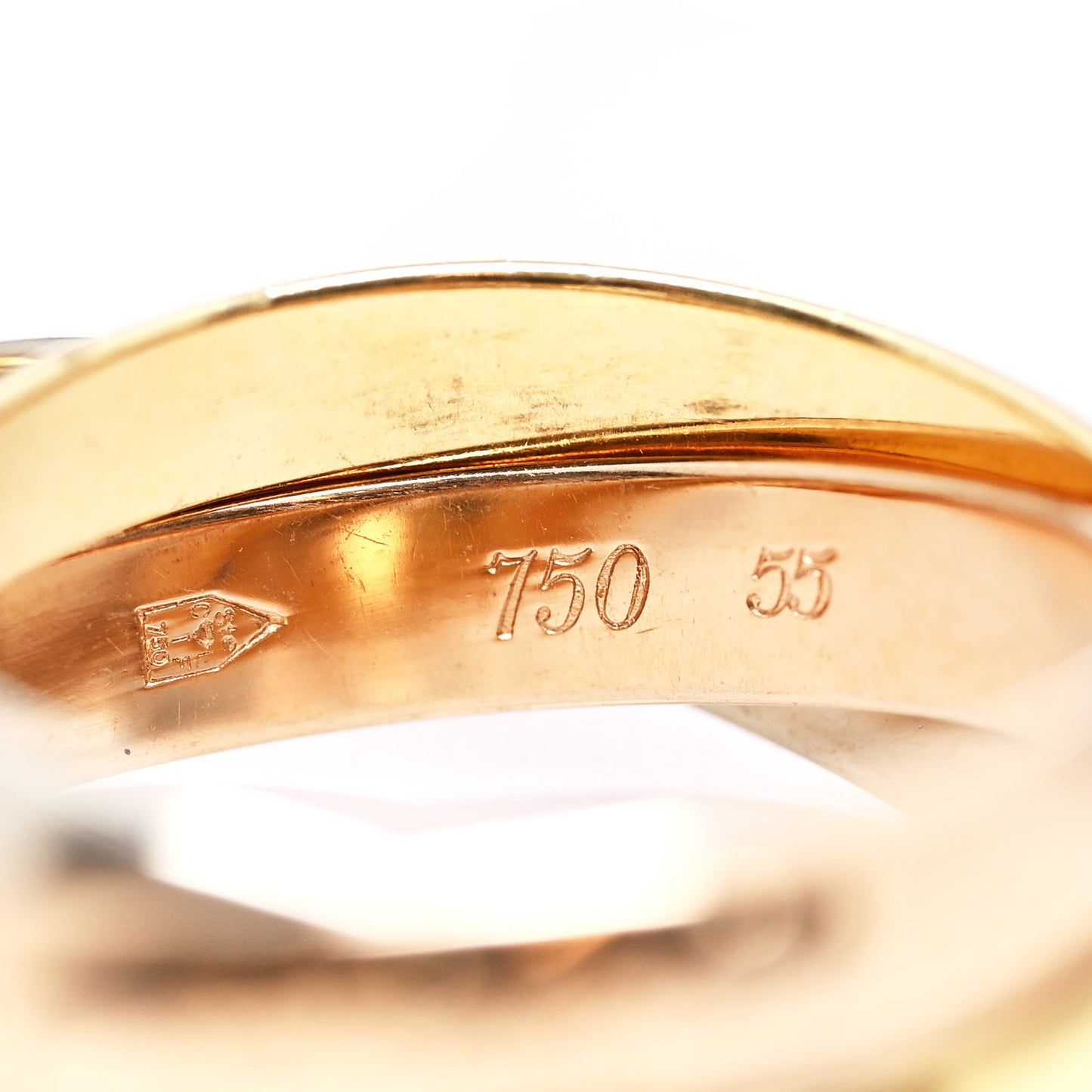 18K Pink Yellow White Gold Classic Les Must De Cartier Trinity Ring 55 7.25