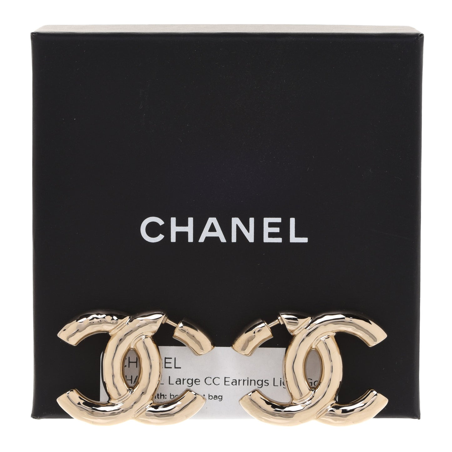 Metal Large CC Earrings Light Gold