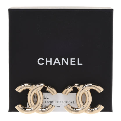 Chanel Metal Large CC Earrings Light Gold 5 of 5