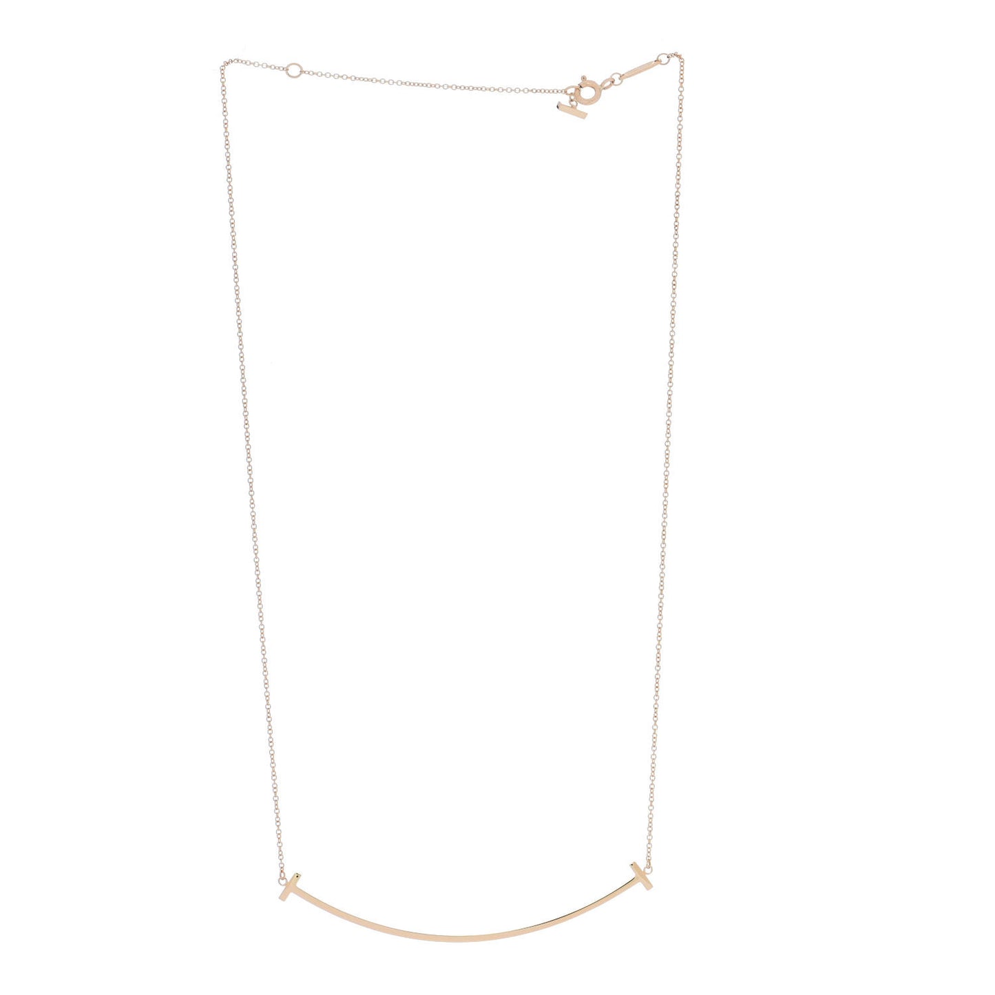 18K Yellow Gold Large T Smile Pendant Necklace