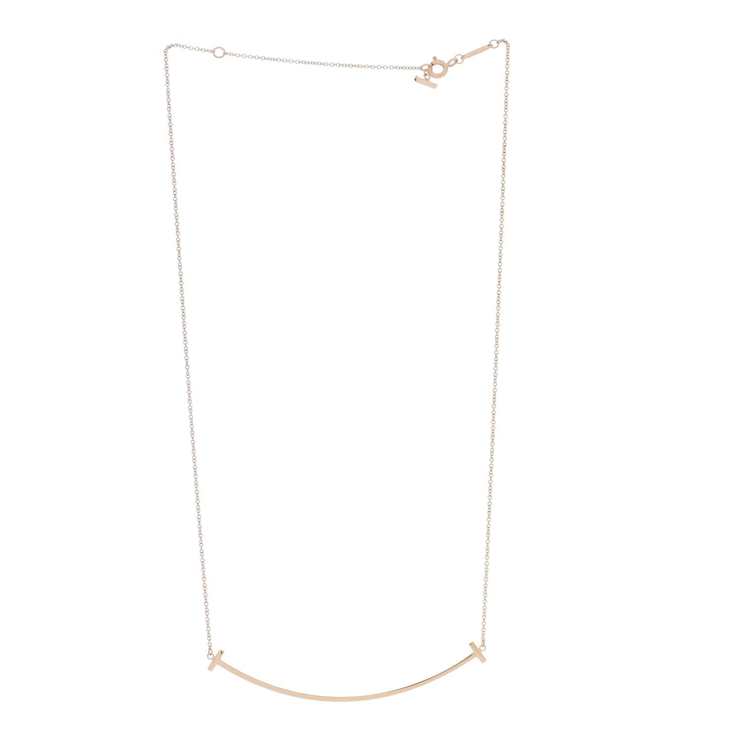 Tiffany 18K Yellow Gold Large T Smile Pendant Necklace 2 of 5