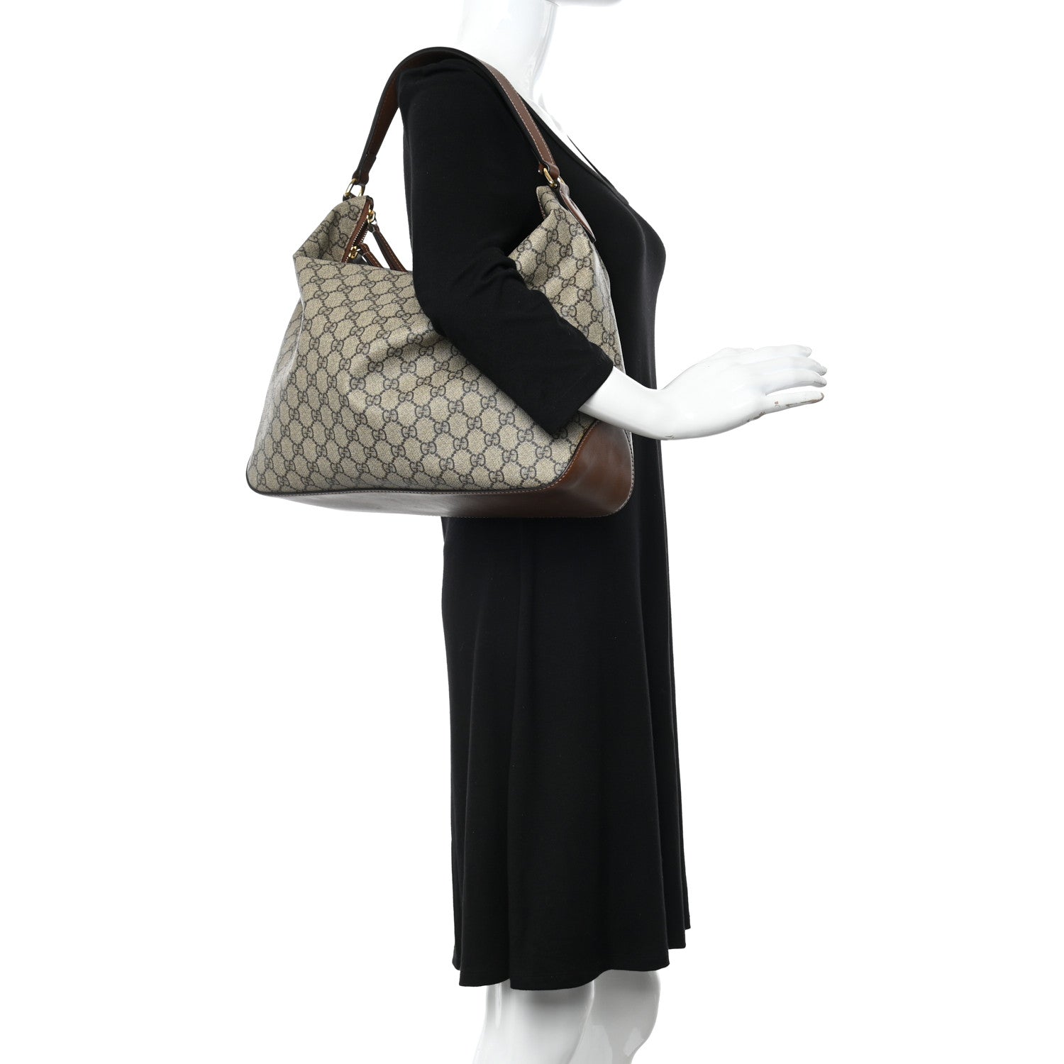 Gucci GG Supreme Monogram Large Linea A Hobo Light Brown 2 of 12