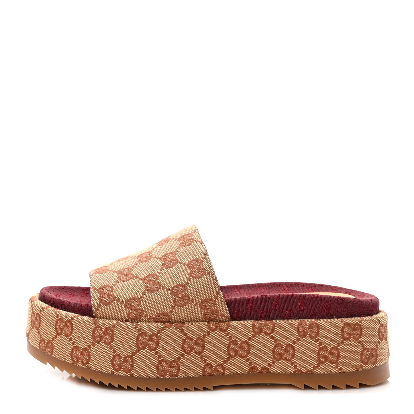Canvas GG Monogram Angelina Platform Slide Sandals 36.5 Beige Ruggine